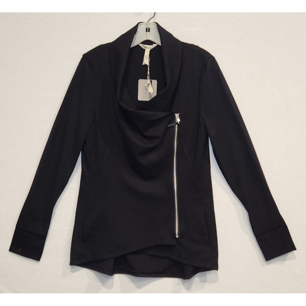 Matilda Jane Black Laia Ponte Asymmetrical Zip Medium Jacket Edgy Moto Chic